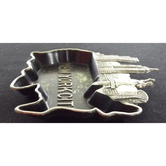 Vtg New York City Metal Ashtray Ring Dish Tray Souvenir Trinket NYC MCM Barwar - Picture 5 of 8